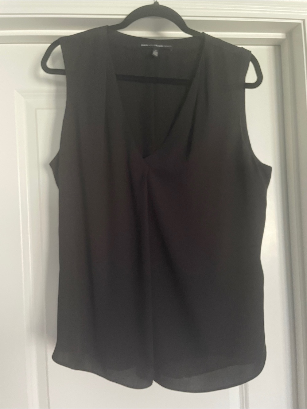White House Black Market Black Sleeveless V-Neck Blouse
